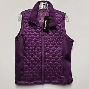 L.L. Bean Womens Quilted Vest Jacket Size L Thinsulate Full Zip Purple Plum New